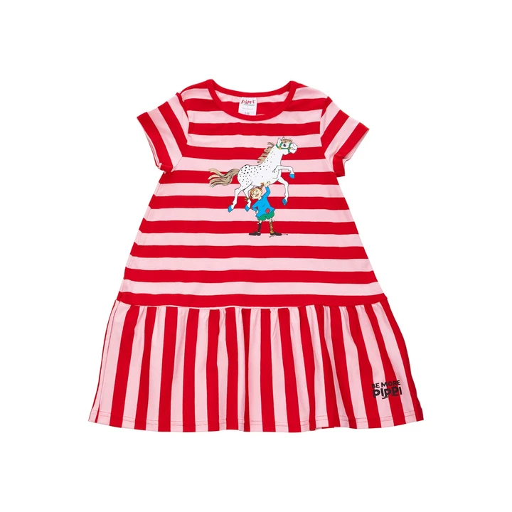 Pippi Longstocking Dress Striped - Red-Pink