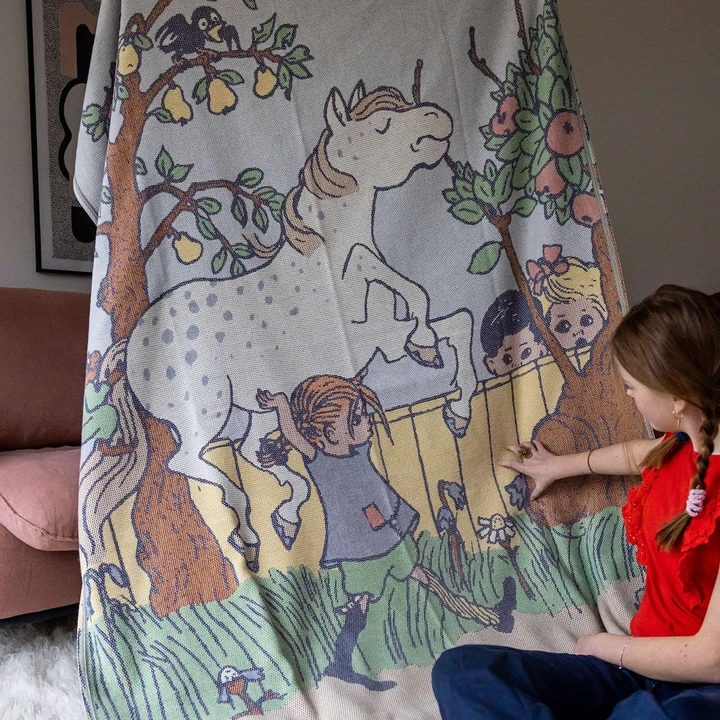 Pippi und Kleiner Onkel Decke 140x170 cm – Mehrfarbig