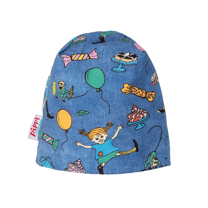 Pippi Langstrumpf Mütze für Babys - Jeansblau