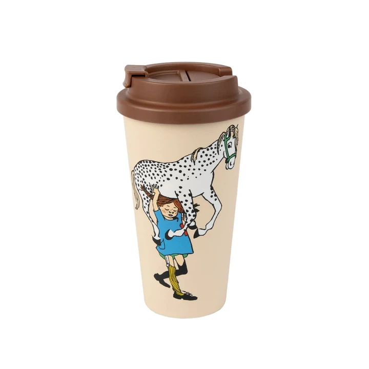 Take-Away mugg Pippi och Lilla Gubben 450 ml - Beige