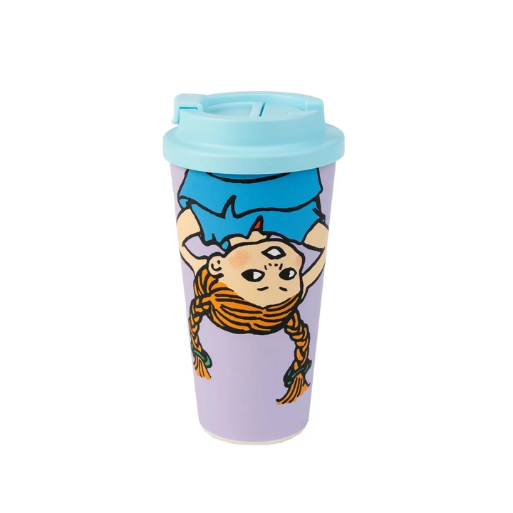 Take-Away mugg Pippi uppochner 450 ml - Lila