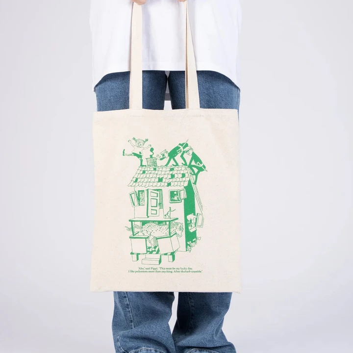 Totebag Pippi Longstocking playing - beige