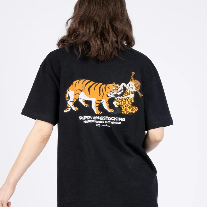 T-shirt Pippi Långstrump tiger - Svart