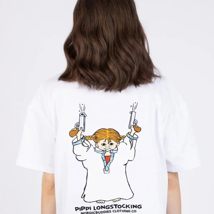 T-Shirt Pippi Langstrumpf im Nachthemd - Weiß