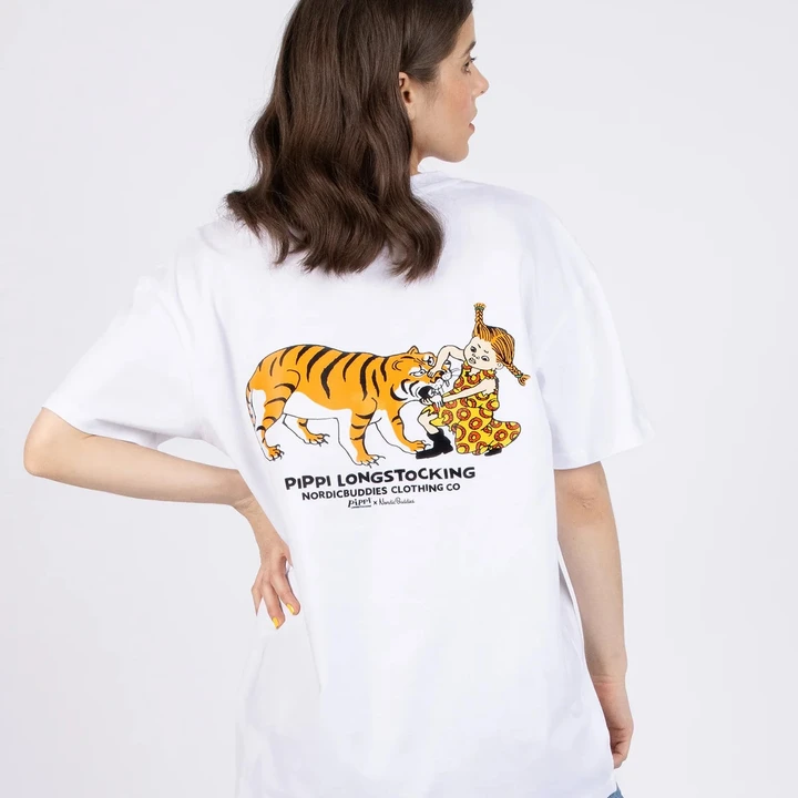 T-shirt Pippi Långstrump tiger - Vit