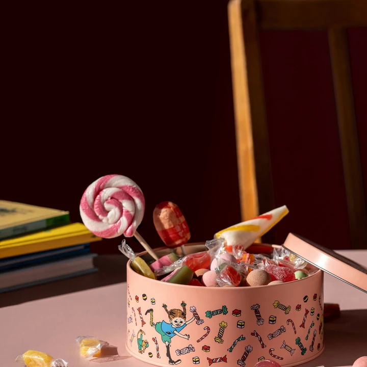 Tin jar Pippi Longstocking, pink - Ø15 cm