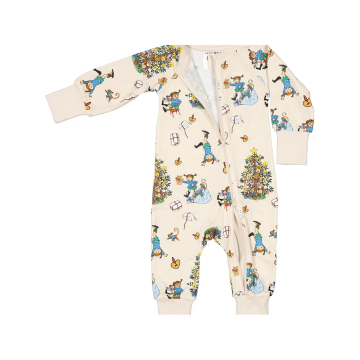 Weihnachts-Pyjama Pippi Langstrumpf Baby – Beige