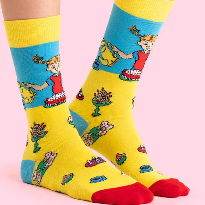 Birthday socks Pippi Longstocking - Adult - Yellow/blue