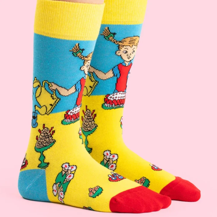 Birthday socks Pippi Longstocking - Yellow/blue