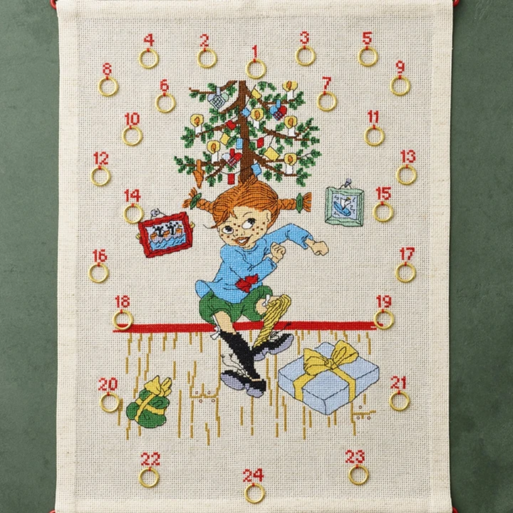 DIY broderi kit Adventskalender Pippi Långstrump - Julgran