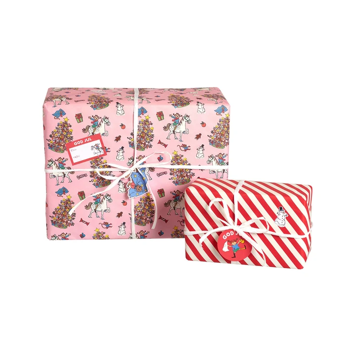 Geschenkpapier Pippi Langstrumpf Weihnachten 2 m - Rosa