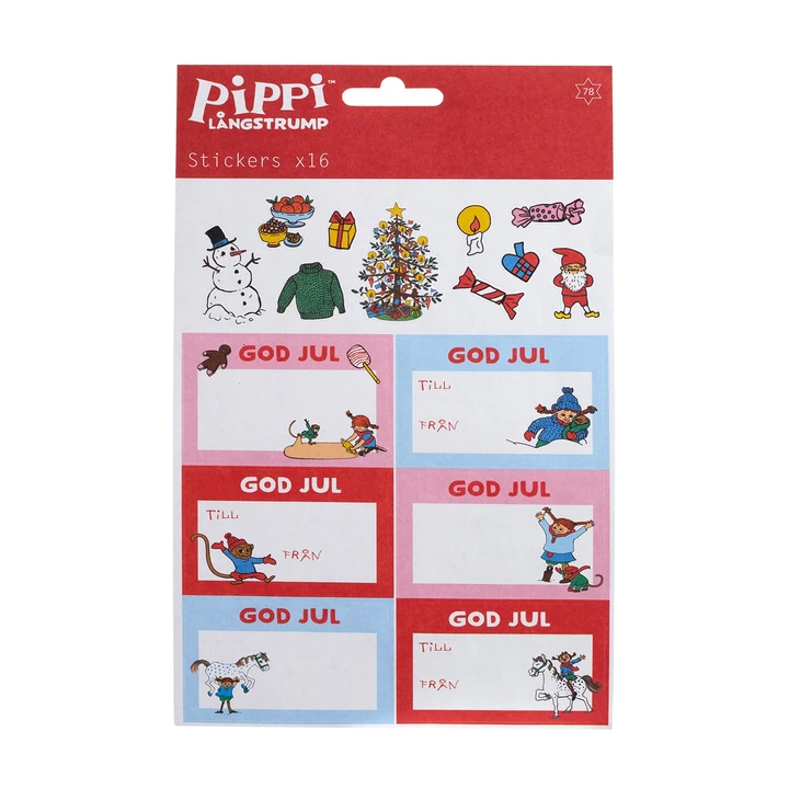 Weihnachtsetiketten Pippi Langstrumpf - 16 Stück