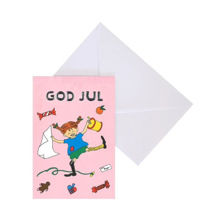 Weihnachtskarte Pippi Langstrumpf - Rosa