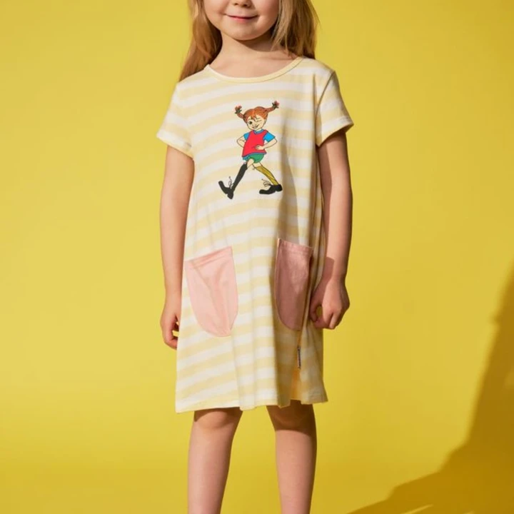Dress Pippi Longstocking - Yellow/White stripes