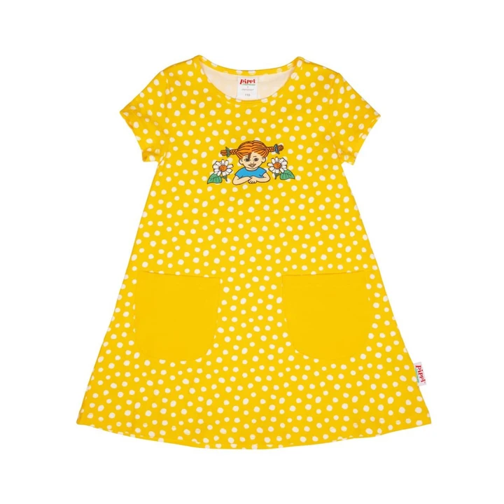 Speckled dress with pockets Pippi Longstocking - Yellow