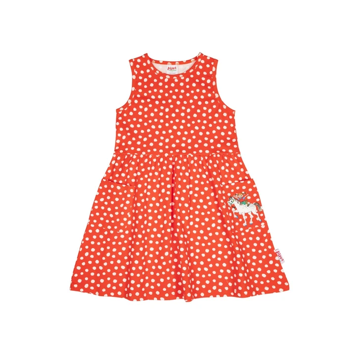 Speckled dress Pippi Longstocking & Little Old Man - Red