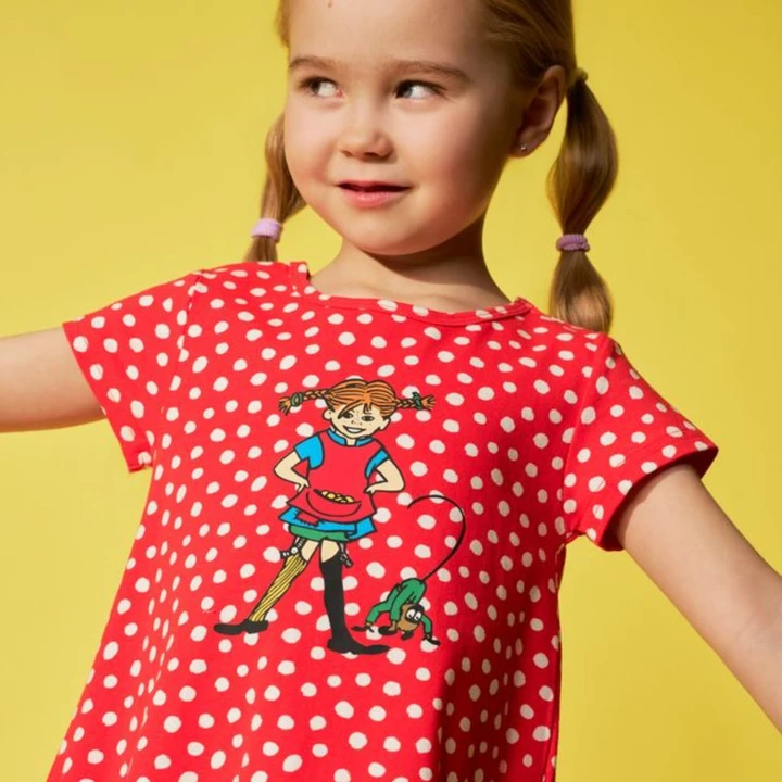 Short sleeved dress with dots Pippi Longstocking