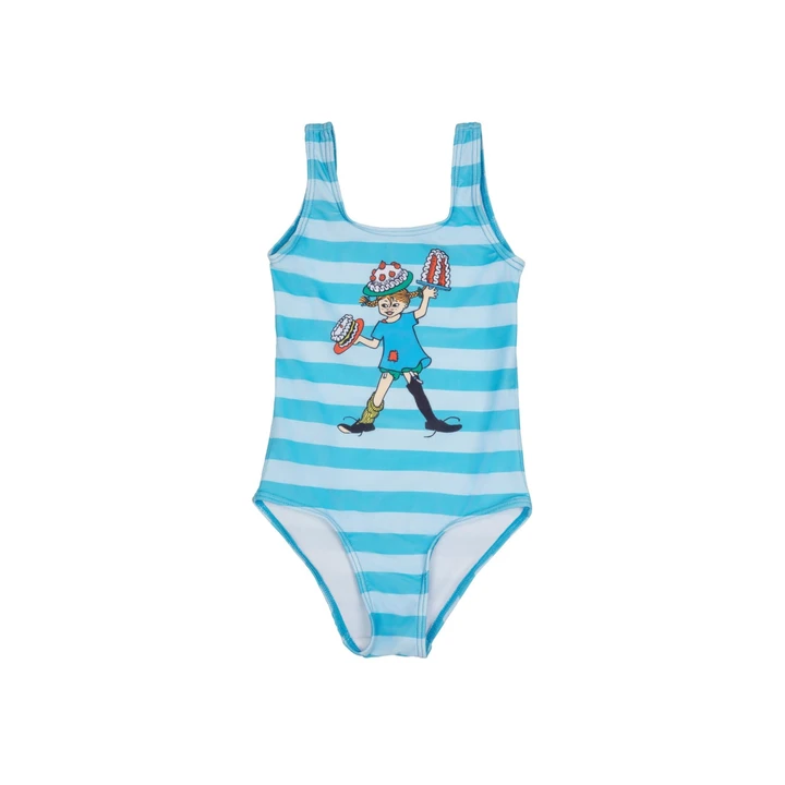 Swimsuit Pippi Longstocking Birthday - Blue striped
