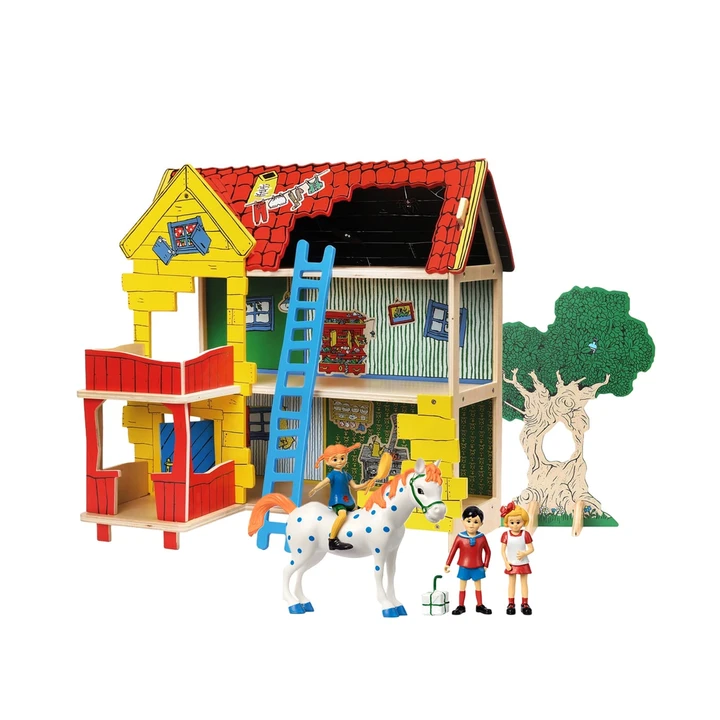 Villa Villekulla Puppenhaus – Kleines Set mit Pippi, Tommy, Annika und Kleiner Onkel
