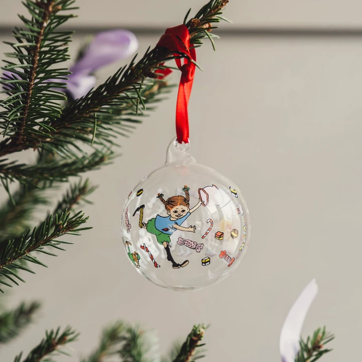 Weihnachtskugel Pippi Langstrumpf & Bonbons – Ø 7 cm