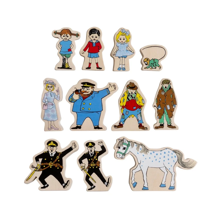 Wooden figures Pippi Longstocking & her friends - 11 pcs
