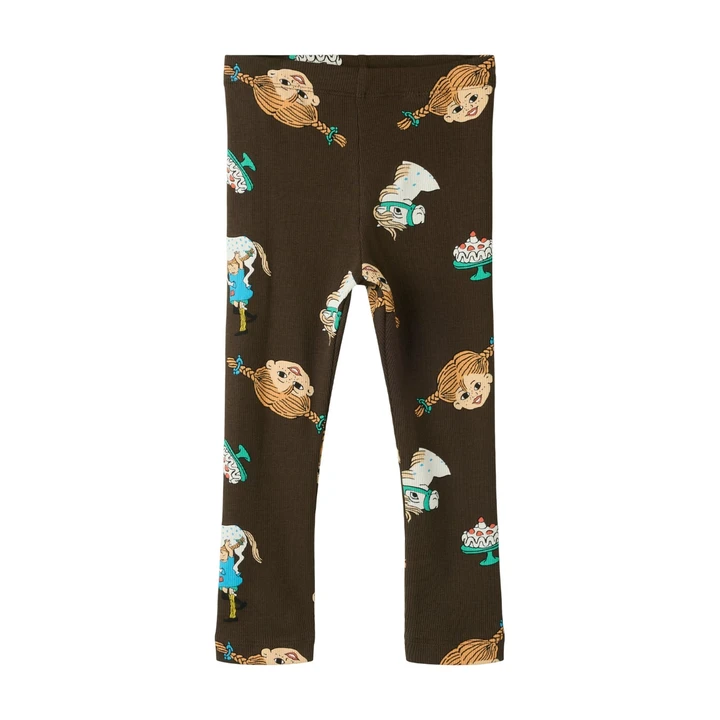 Leggings Pippi Longstocking & Little Old Man - Brown