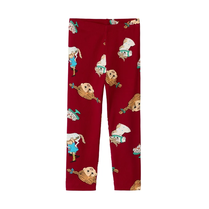 Leggings Pippi Langstrumpf & Kleiner Onkel  – Rot