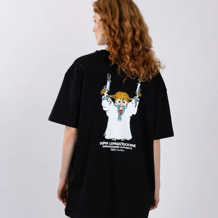 T-shirt Pippi Långstrump nattsärk - Svart