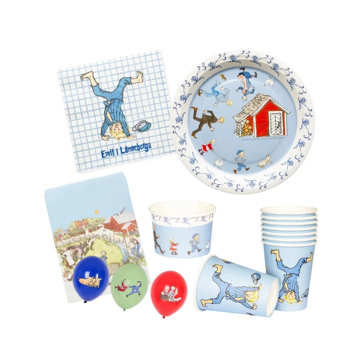Emil in Lönneberga Big Party Kit - Plates, cups, balloons & other decorations