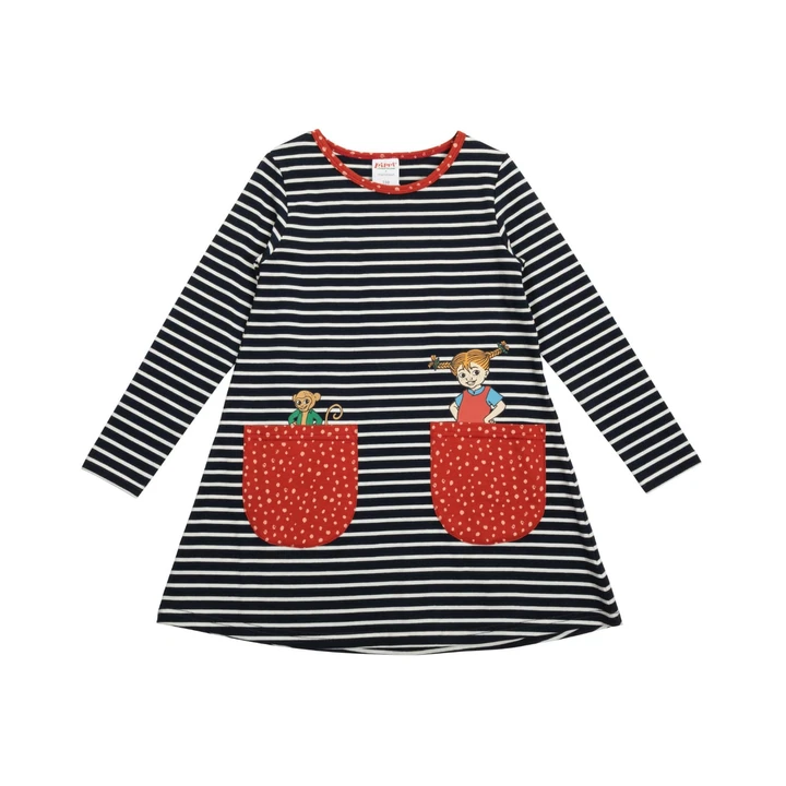 Gestreiftes Kleid Pippi Langstrumpf – Dunkelblau