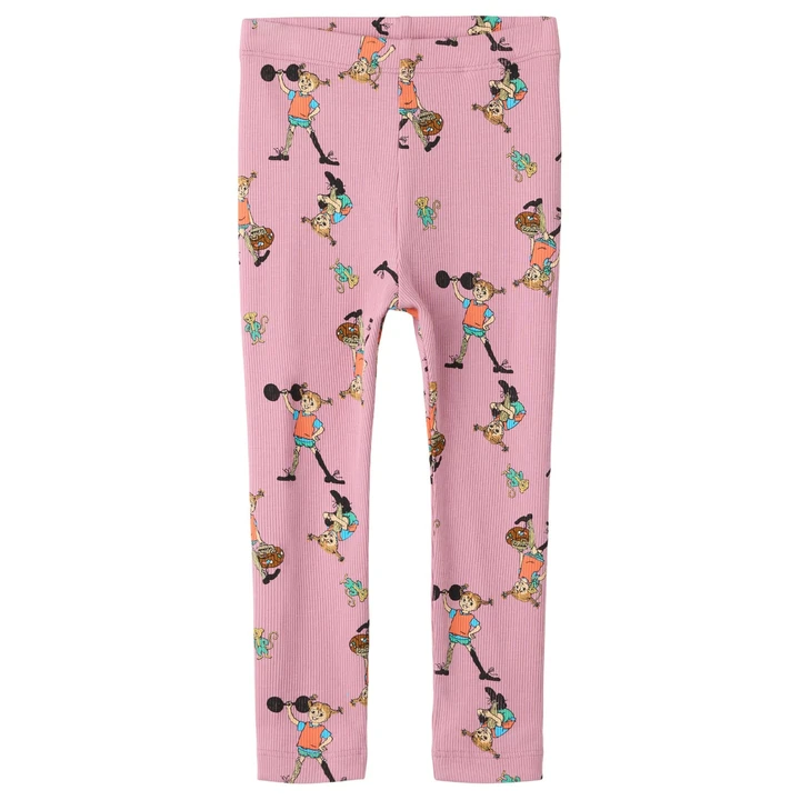 Rib knit Leggings Pippi Longstocking - Pink