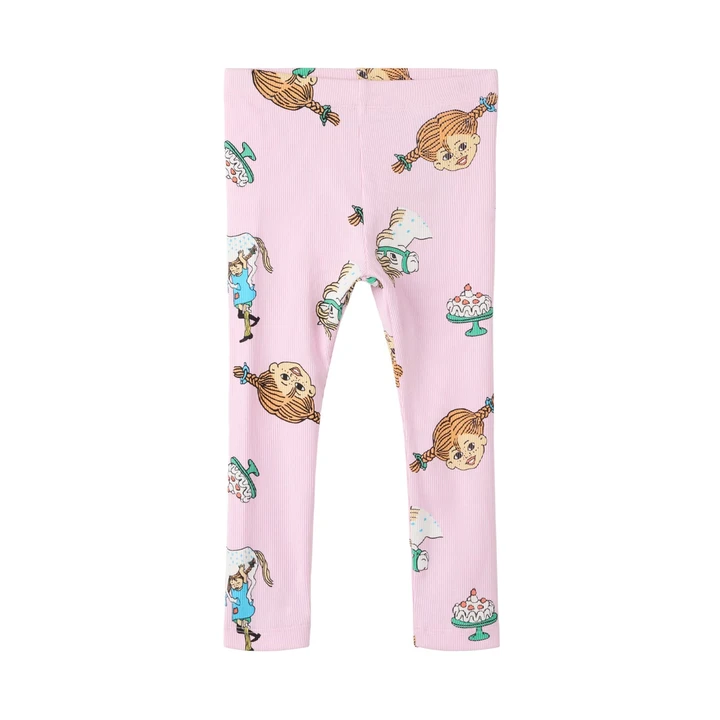 Rib-knit leggings Pippi Longstocking - Pink