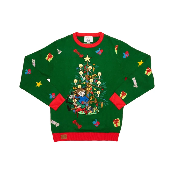 Weihnachtspullover Pippi Langstrumpf am Weihnachtsbaum – Unisex