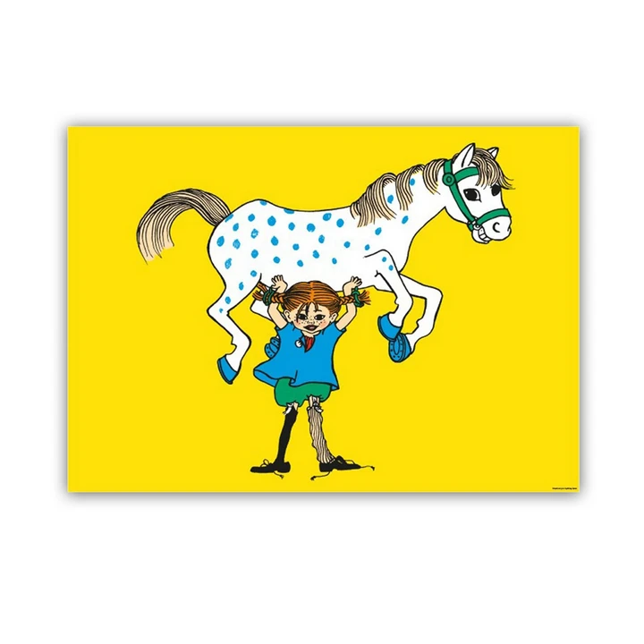 Poster Pippi lyfter Lilla gubben - 50 x 70 cm