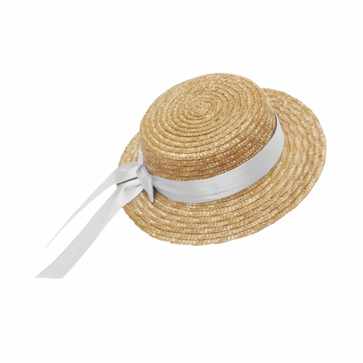 Straw hat Madicken/Mardie Flat - White