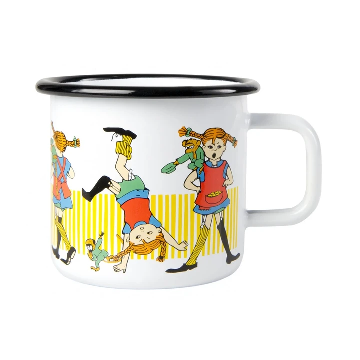 Enamel mug Pippi Longstocking, yellow, 370 ml