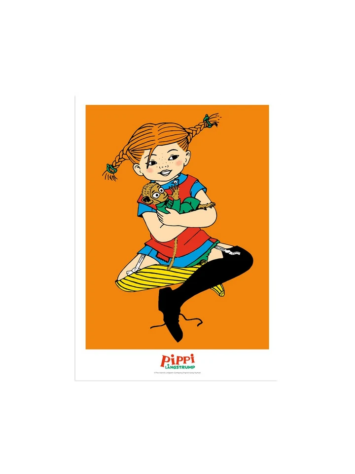 Poster Pippi Langstrumpf umarmt Herr Nilsson - 50x70 cm