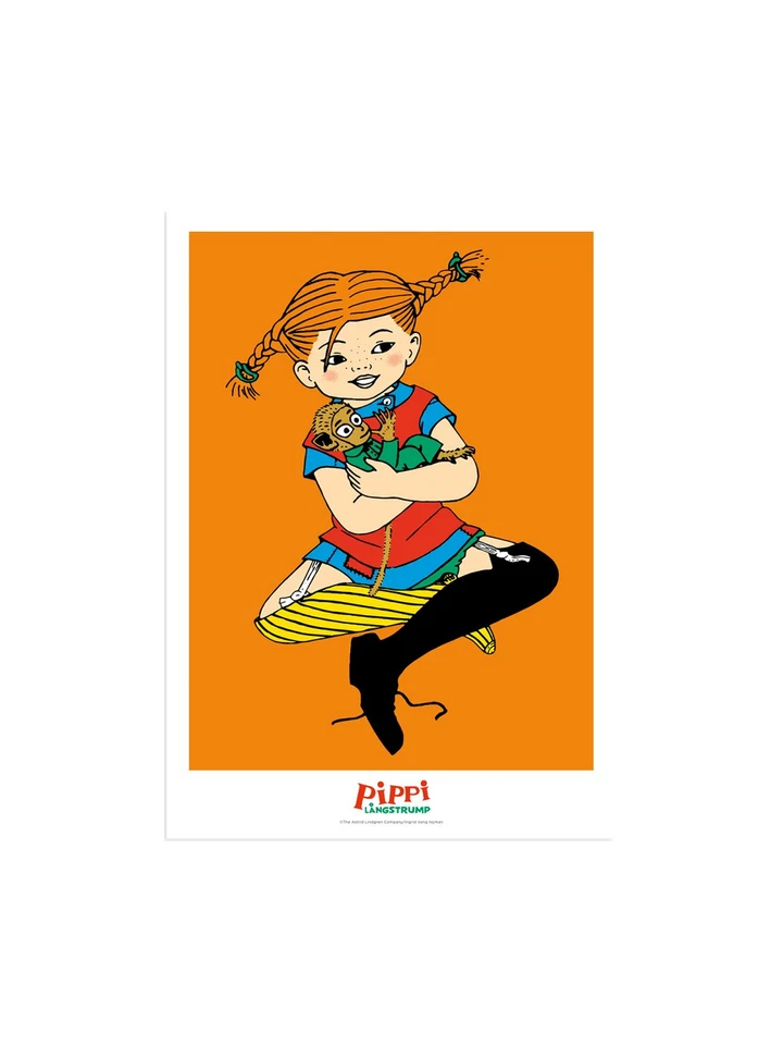 Poster Pippi Langstrumpf umarmt Herr Nilsson - 30x40 cm
