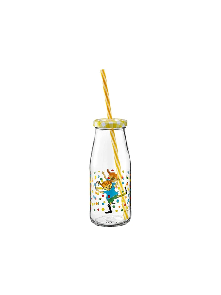 Bottle with straw and lid Pippi Longstocking