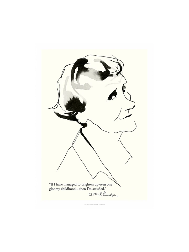 Poster Astrid Lindgren - Then I'm satisfied - 50x70 cm