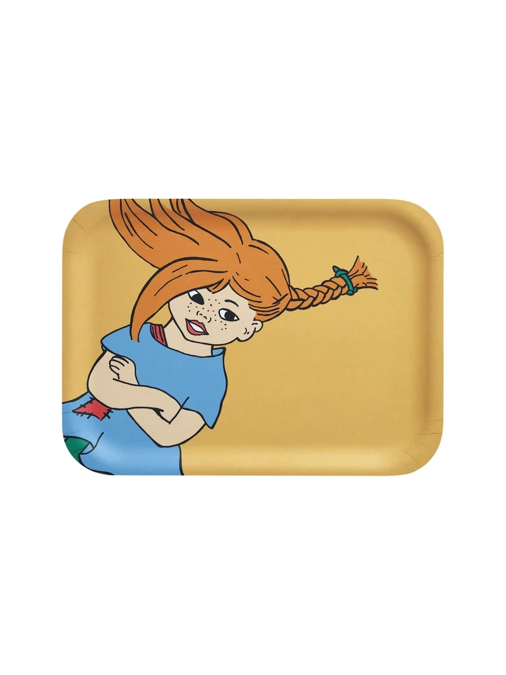 Pippi Langstrumpf Tablett Birkenfurnier - Gelb