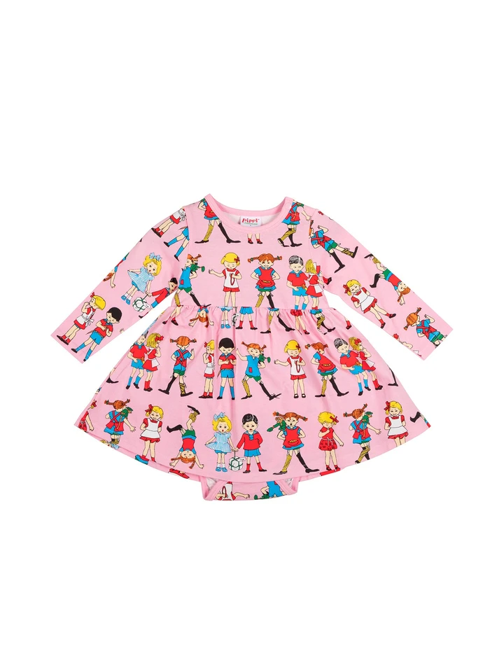Baby-Body-Kleidchen mit Pippi - Rosa
