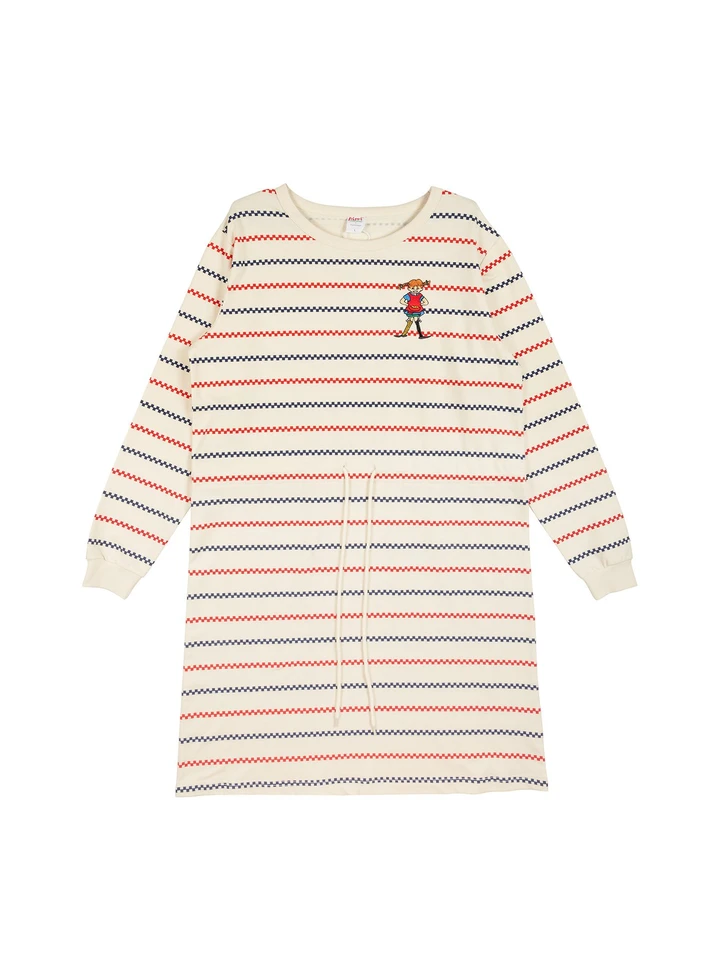 White Striped Pippi Dress - Adults