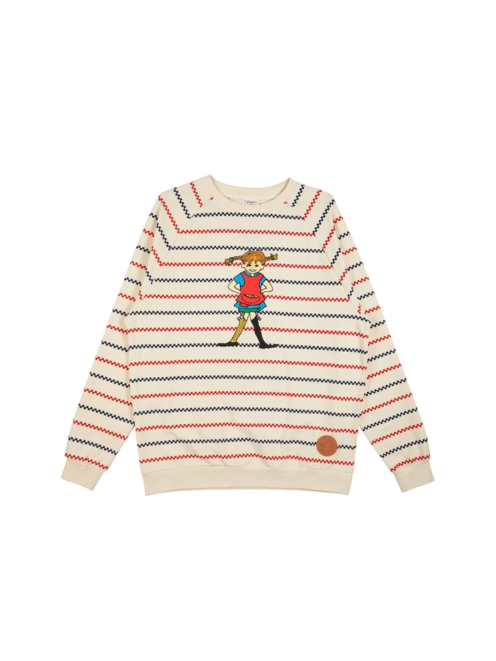 Collegetröja Pippi Rutrandig nvit - Vuxen