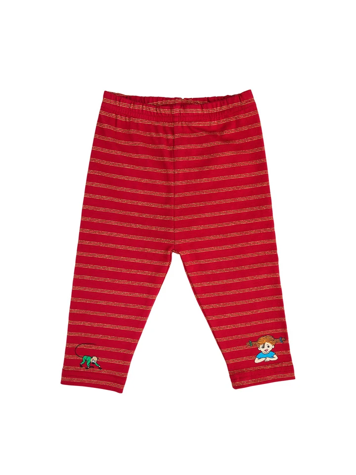 Pippi Longstocking Red Leggings with Gold Stripes - Baby