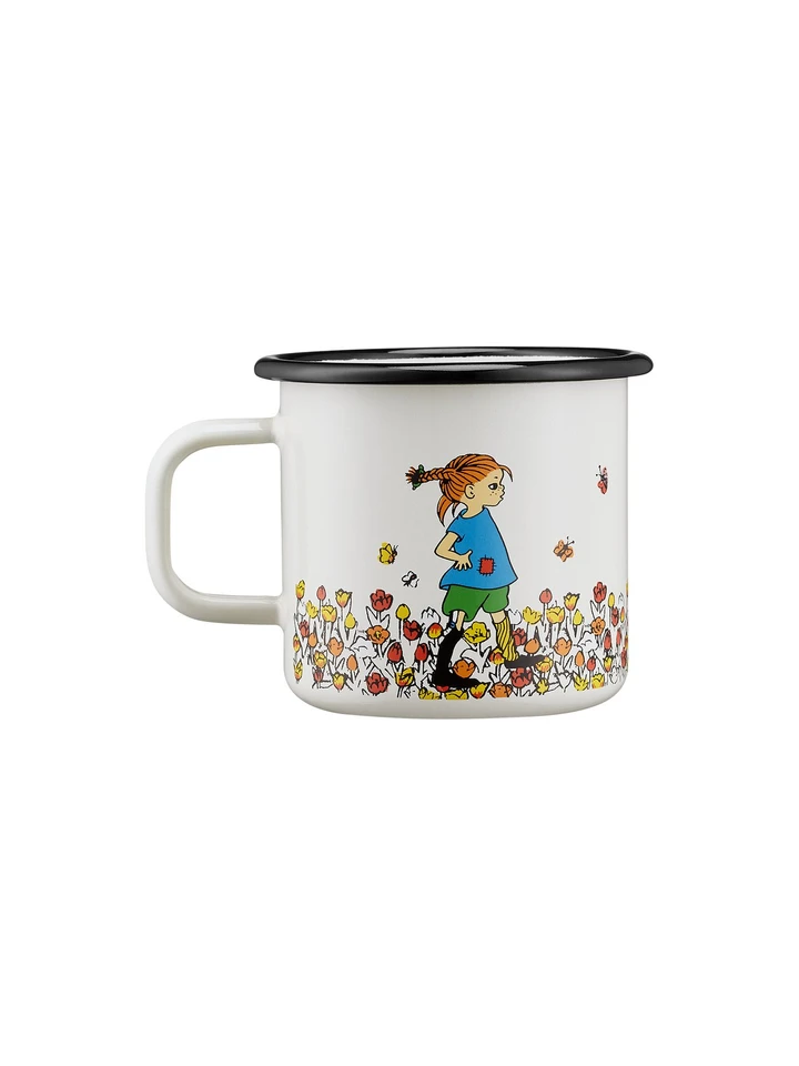 Pippi Langstrumpf Emaillebecher Be More Pippi Weiß – 3,7 dl