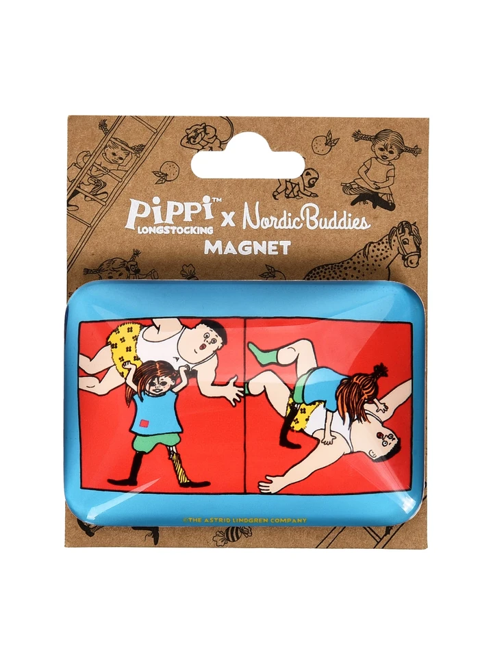XL Glass Magnet Pippi Wrestling Motif