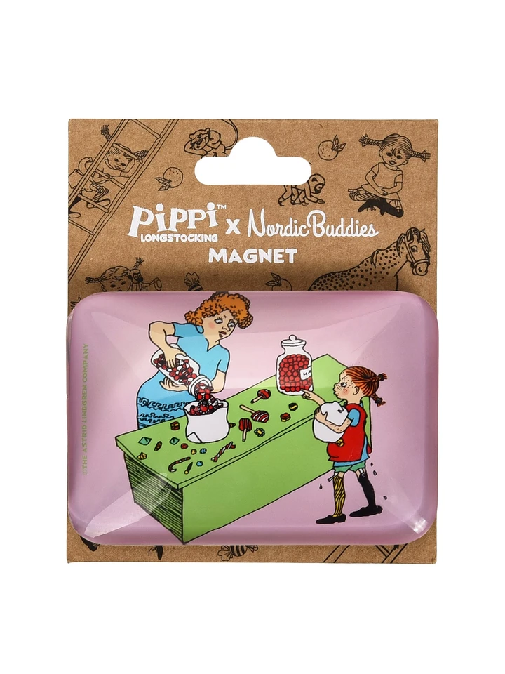 XL Glasmagnet Pippi im Süßwarenladen Motiv