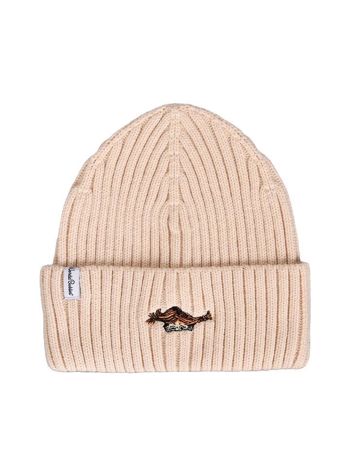 Beanie Pippi Peekaboo Embroidered Motif Adults - Beige