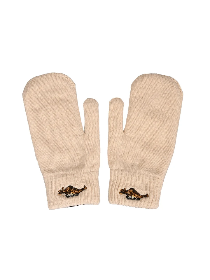 Handschuhe/ Fäustlinge mit Pippi-Stick für Erwachsene - Beige